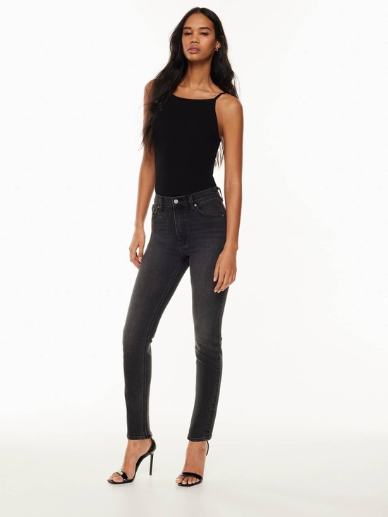 Denim Forum Denim - Denim Forum ($128) 80s Bardot High Rise Slim Jeans Black Liquorice Vintage Sz 27